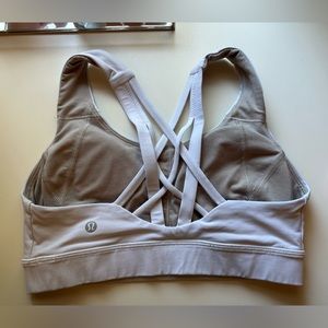Lululemon energy bra. White/ tan. Size 6, C/D sizing. Good condition.